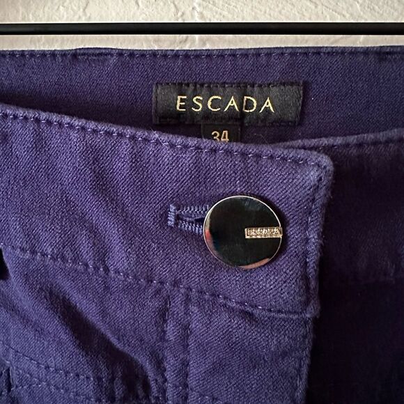 Escada Deep Violet Purple Jeans with Gold Tone Hardware Size 34 EU / 4 US - Picture 11 of 14